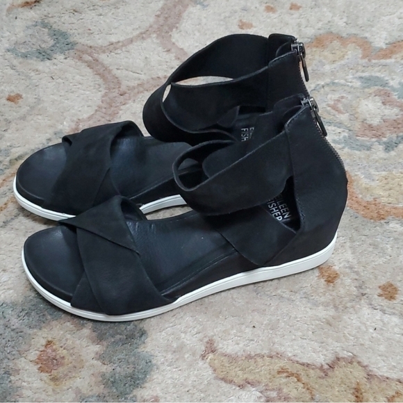 Eileen Fisher Viv Nubuck Wedge Sandal - Picture 1 of 6